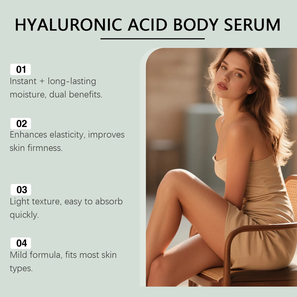Hyaluronic Acid Body Serum - Moisturizes, softens skin, enhances elasticity, smooth, refreshing, and hydrating